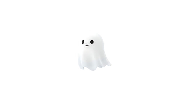 Cute kawaii ghost character isolated on transparent background perfect for halloween designs and digital stickers