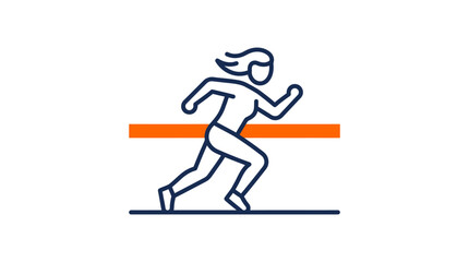 Fototapeta premium A minimalist vector illustration of a female athlete crossing a finish line