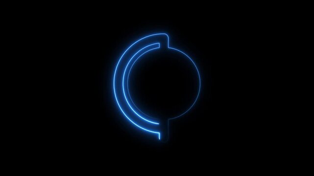 Neon glowing globe animation, digital map loading symbol