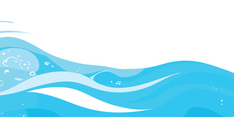 Abstract blue water wave splash background vector illustration. Vibrant cartoon ocean wave vector with splash and foam on white background, water wave, kids themes, and digital art. © MD AL AMIN
