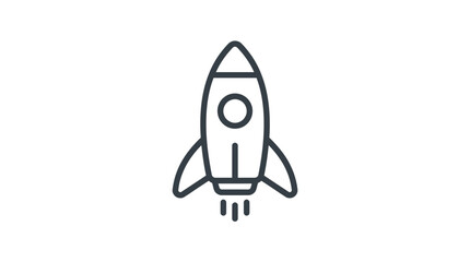 A minimalist vector illustration of a simple rocket ship icon © Rizki