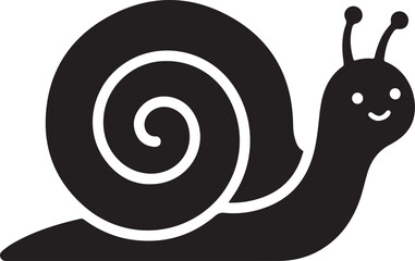 Cute snail silhouette vector illustration and funny spiral shell gastropod icon © Jakir
