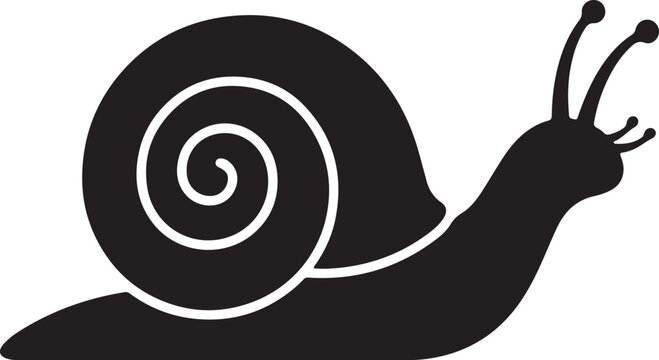 Cute snail silhouette vector illustration and funny spiral shell gastropod icon