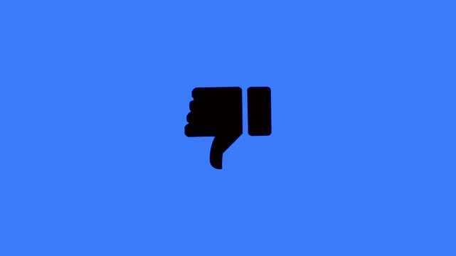 A dynamic animation of an animated black thumbs down icon appearing and disappearing.