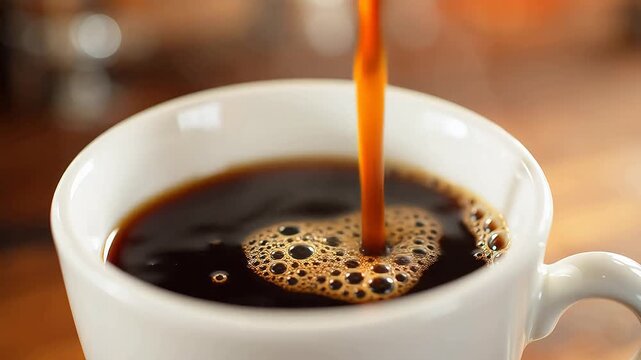 Coffee being poured into a white cup