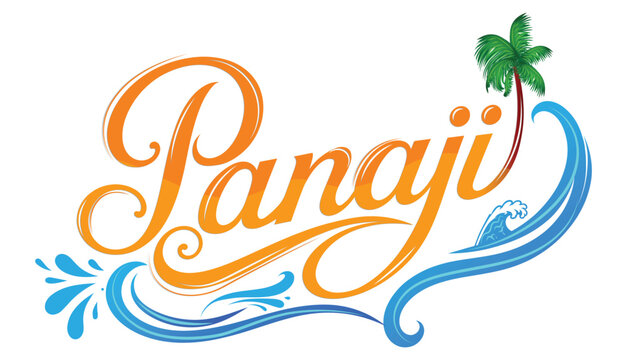 Panaji Goa travel typography vector with Fontainhas Latin Quarter vibe