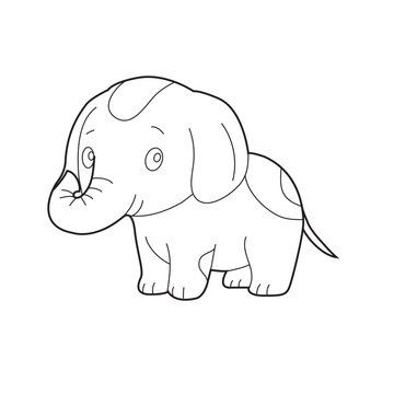 Cute Baby Elephant Line Art Coloring Page Vector Illustration for Kids