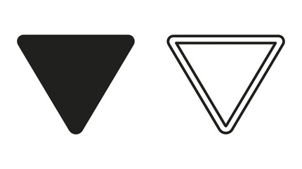 Down pointing Triangle Sign Solid And Outline Versions On White © UmmeFaria