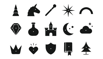 Collection of fantasy themed icons and magic symbols © Sadhin07
