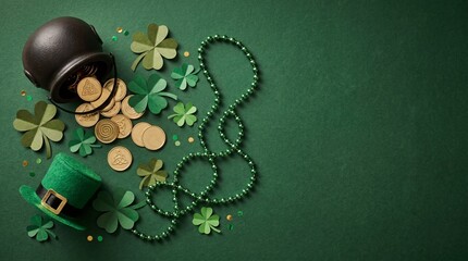 St Patricks Day coins hat beads shamrocks green hat