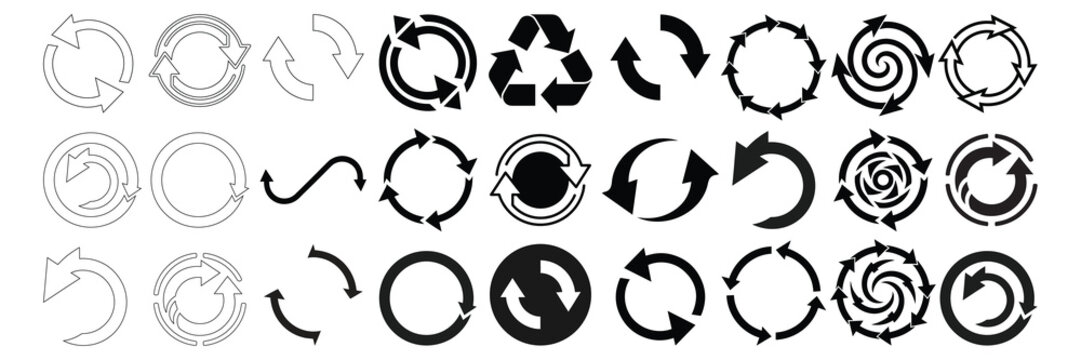 Refresh Arrow Bundle Vector Set with Circular Reload and Sync Icons