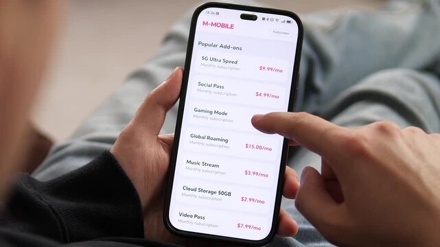 Smartphone displaying a confirmation screen for a global roaming pass. Free calls and data details highlighted. High demand for travel tech, global communication, and wireless carrier commercials.