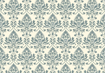 Fototapeta premium Vintage Floral Wallpaper with Elegant Seamless Damask Design