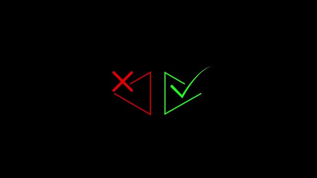 minimalist right and wrong symbol scale up motion graphic.