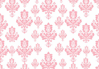 Fototapeta premium Traditional Victorian Damask Ornament with Floral Elegance