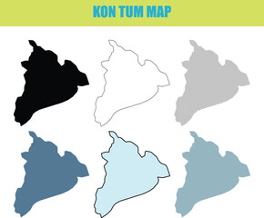 Kon Tum province map in fill outline and lined style variations with clean background for informational graphics © Rabeya