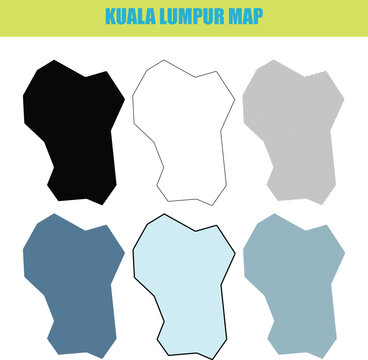Kuala Lumpur map in fill outline and lined style variations against a clean background for travel planning