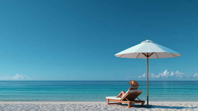woman in beach with parasol
