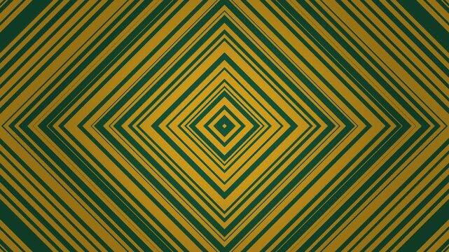 Geometric pattern in shades of green and gold creates striking design