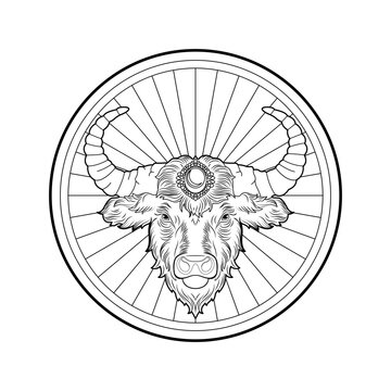 line art, Taurus zodiac sign, circular design