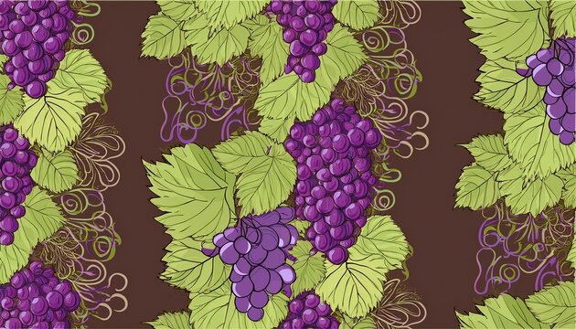 vertical seamless pattern with grapes