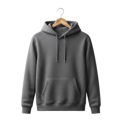 Blank grey hoodie mockup on wooden hanger © shuphanida