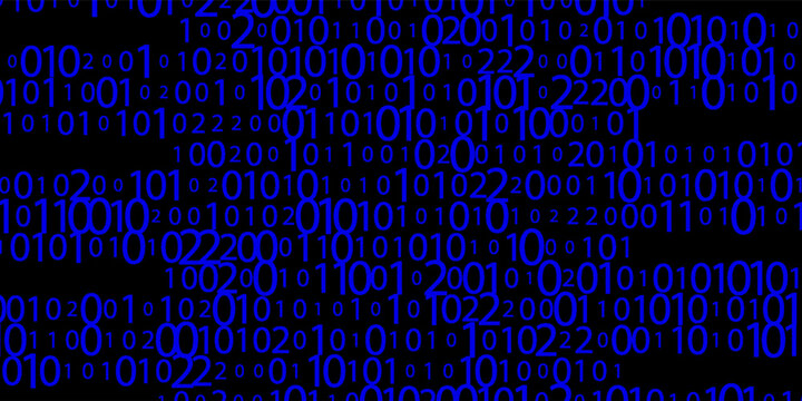 Blue Binary Data Software Programming Code Background. Random Parts of Program Code. Digital Data Technology Concept. 1 0 Machine Code. Random Binary Data Matrix Wide Vector Illustration.