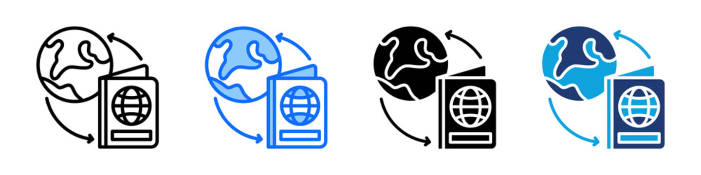 Immigration Icon Set Multi Style Vector Illustration