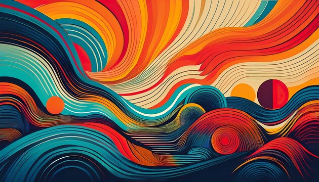 modern poster designs featuring abstract line compositions in vibrant colors each poster showcases a unique visual layout with bold typography and dynamic patterns