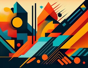 Obraz premium a dynamic background with bold geometric shapes and abstract patterns minimalist design with a modern and retro aesthetic ideal for posters flyers banners and festival promotions