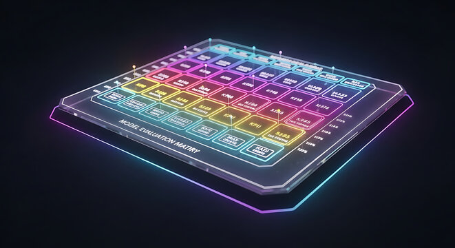 Colorful keyboard with neon lights on sleek tablet computer