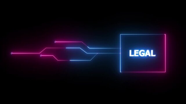 Glowing neon text animation. Legal neon sign animation. Neon lines text animation on black background.4k motion video.