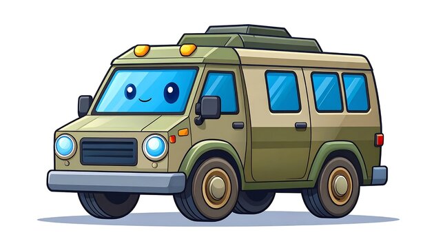 Vintage green military style jeep vehicle illustration.