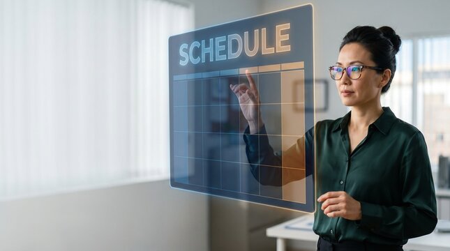 AREdTechScheduling-AsianFemalePrincipal-GlowingBlueAmber-CleanHUD