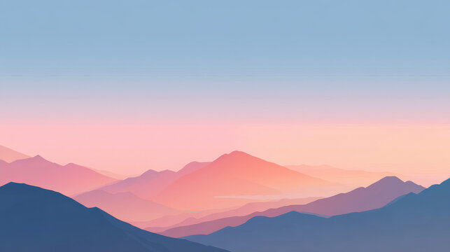 ilustration of high mountains at sunset