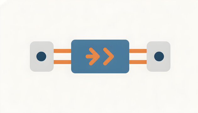 A blue and orange arrow pointing to the left