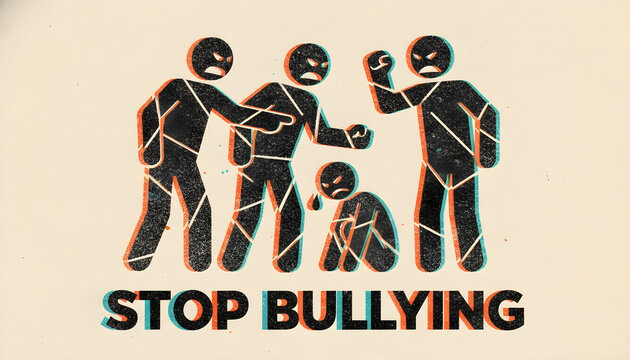 A poster with a group of people standing around