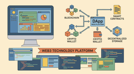 Fototapeta premium Decentralized Application DApp Web3 Technology Platform