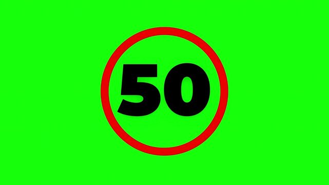 Green and black stripes with red circles containing the number 50 slow motion abstract background graphic design element