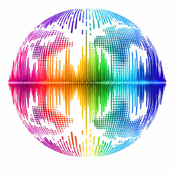 Colorful circular sound wave graphic isolated on white background isolated on white background