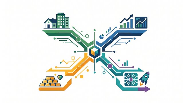 Portfolio Diversification and Asset Management Vector Type  Flat Illustration