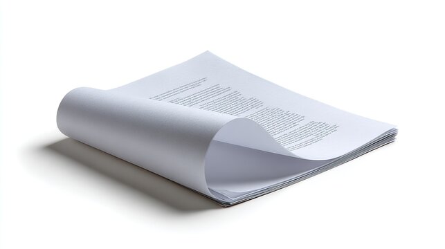 A stack of papers with a folded corner