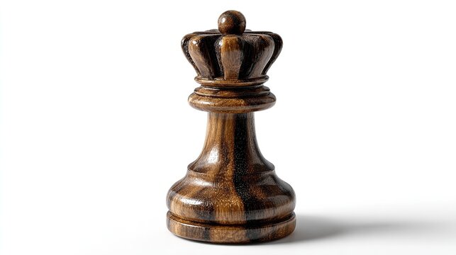 Wooden Chess Queen: A beautifully crafted wooden chess piece, the queen, stands prominently, representing strategy and power on the chessboard.