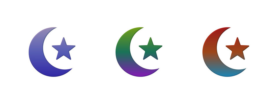 Three colorful crescent moon and star icons with gradients