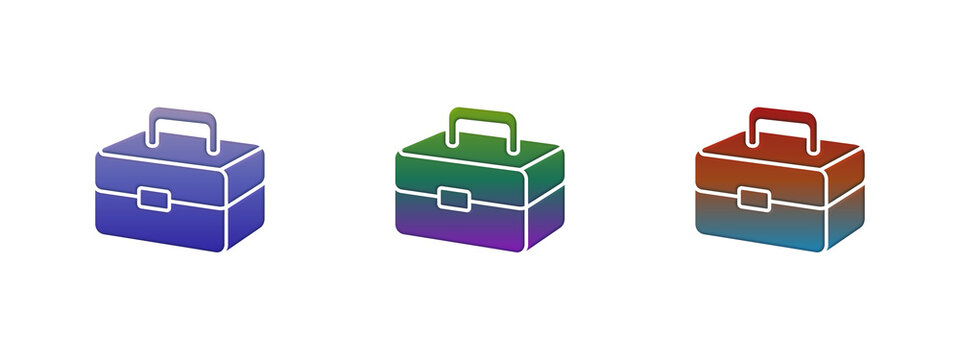 Three colorful toolbox icons with gradient design