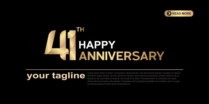 41st anniversary gold corporate logotype with luxury minimal number design