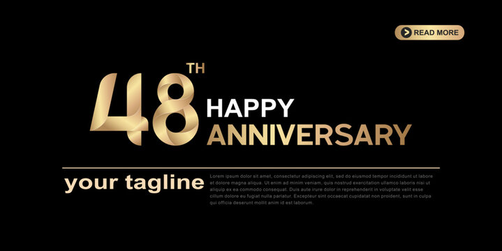 48th anniversary gold corporate logotype with luxury minimal number design