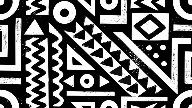 Geometric pattern with triangles squares and circles in a black and white abstract composition triangle square circle monochrome design texture
