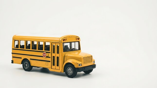 Yellow School Bus Isolated on White Background Back to School Education Transportation Vehicle Illustration