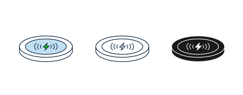 wireless charging plateform icon fill and editable stroke concept modern 